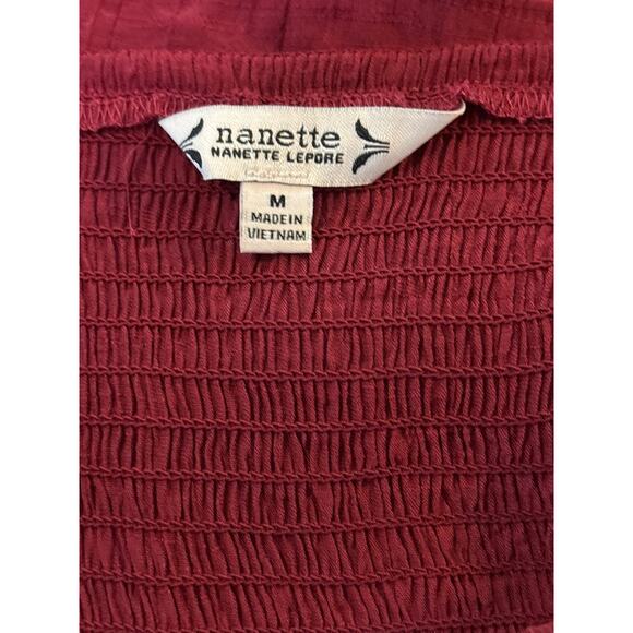 Nanette Lepore Smocked Peplum Tank Top Red Size M - Picture 2 of 3